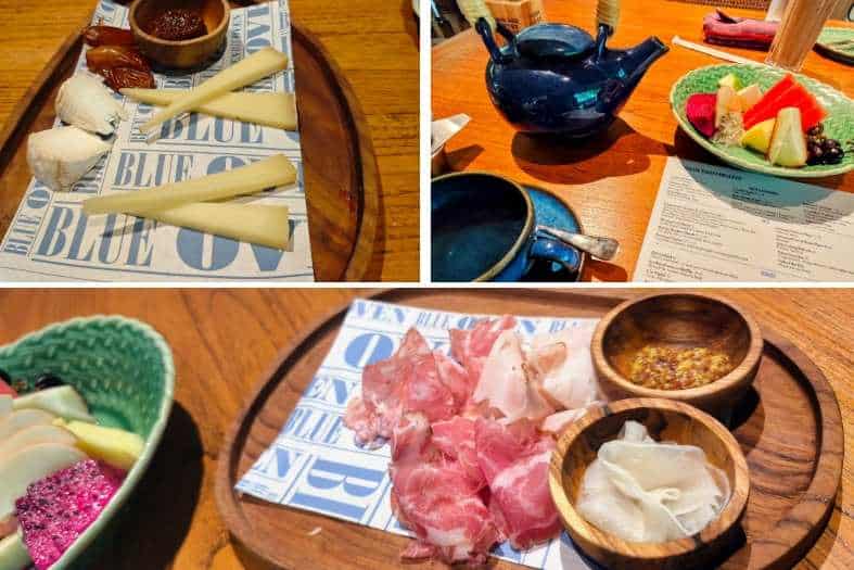 Meat and cheese boards on the breakfast menu at Andaz Sanur