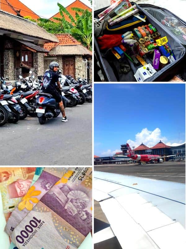 Bali travel essentials packing list money scooters and Ngurah Rai airport Sanur travel tips