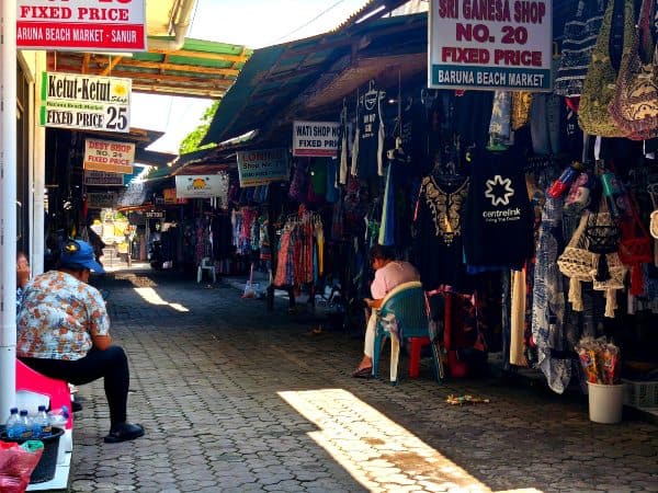 Baruna Beach Market ladies fixed price shopping Sanur Bali