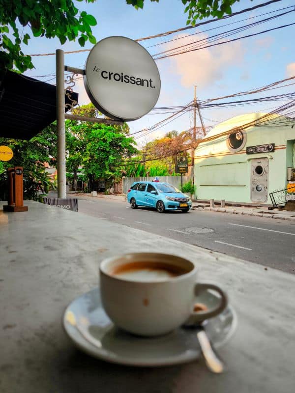 Latte at Le Croissant cafe Sanur Bali coffee and pastry